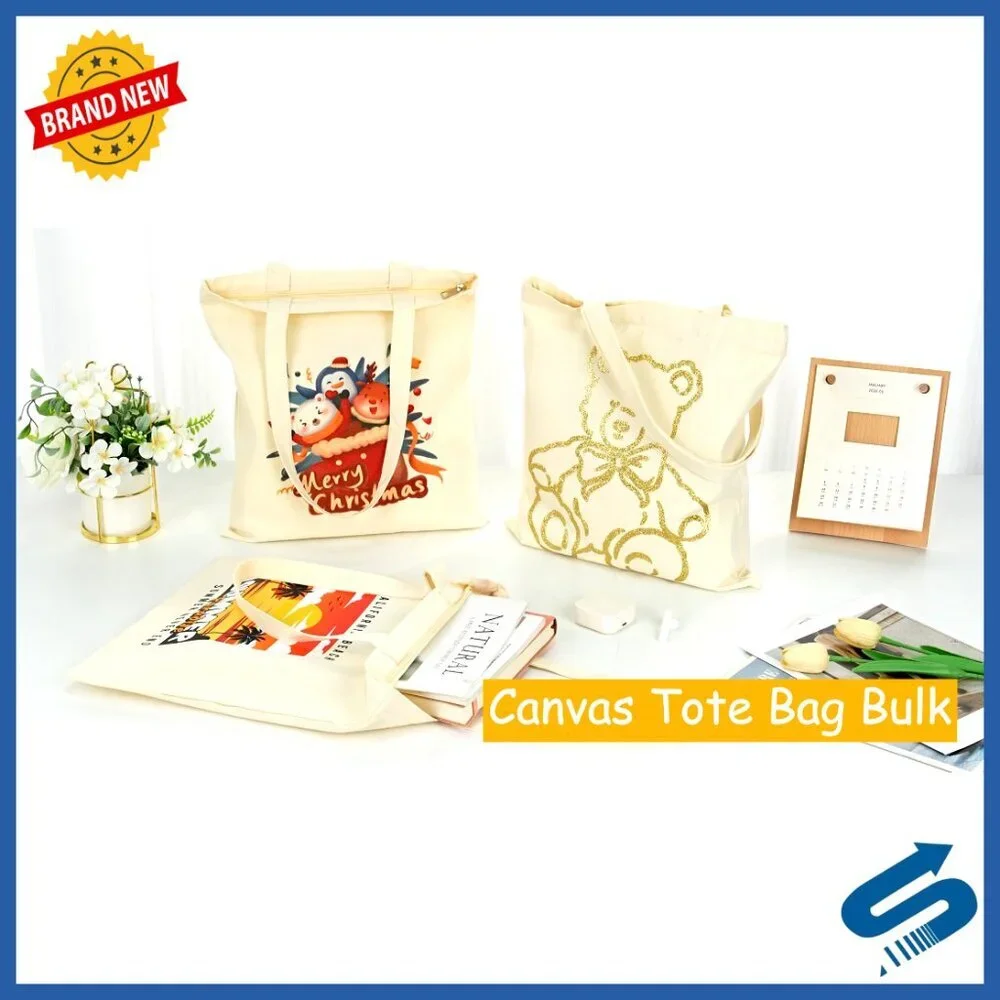 Canvas Tote Bags Bulk Pack DIY Projects Reusable Grocery Eco-Friendly